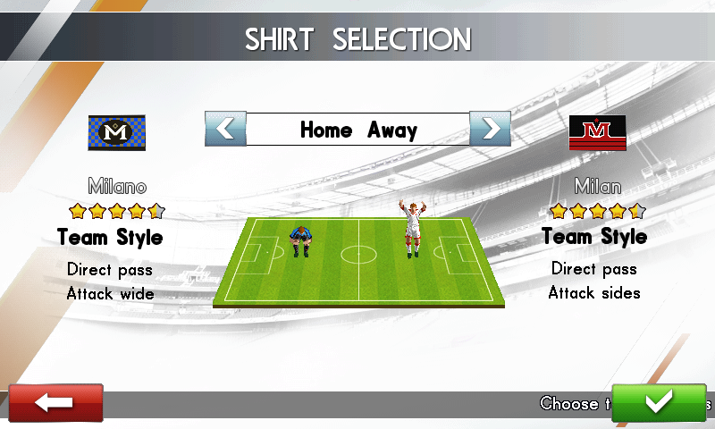 Real Football 2014 (Android) screenshot: Shirt selection