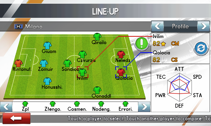 Real Football 2014 (Android) screenshot: Line-up