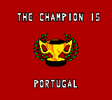 UEFA 2000 (Game Boy Color) screenshot: Cup Tournament. The champion is Portugal. Have to try the "National Team Compet"... later. o/
