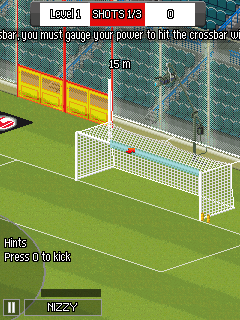 Real Football 2014 (J2ME) screenshot: Hit the crossbar challenge (SE K800i version)