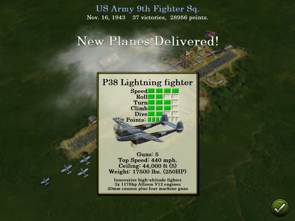 Sid Meier's Ace Patrol: Pacific Skies (Windows) screenshot: P-38 Lightning FTW!
