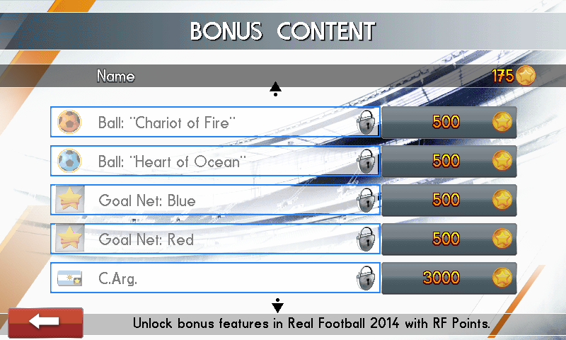 Real Football 2014 (J2ME) screenshot: Bonus content (Samsung S8000 version)