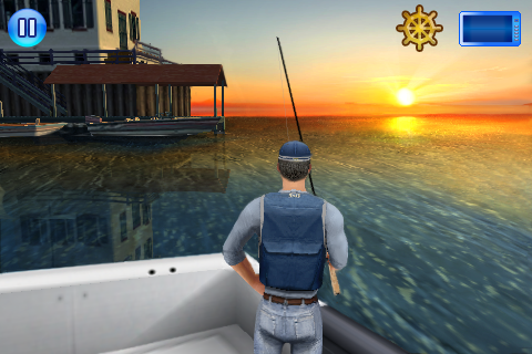 Fishing Kings (iPhone) screenshot: Fishing before dusk in Lake Erie