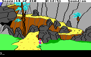 King's Quest III: To Heir is Human (DOS) screenshot: After negotiating with the treacherous path of the mountain