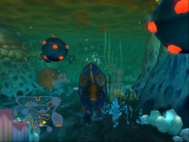 Scaler (PlayStation 2) screenshot: Exploring the very safe waters of this planet using the Swoom transformation