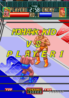 Wrestle War (Arcade) screenshot: First fight.
