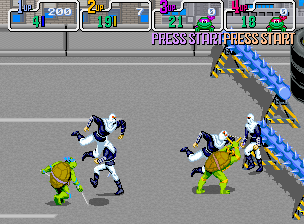 Teenage Mutant Ninja Turtles (Arcade) screenshot: Two players mode