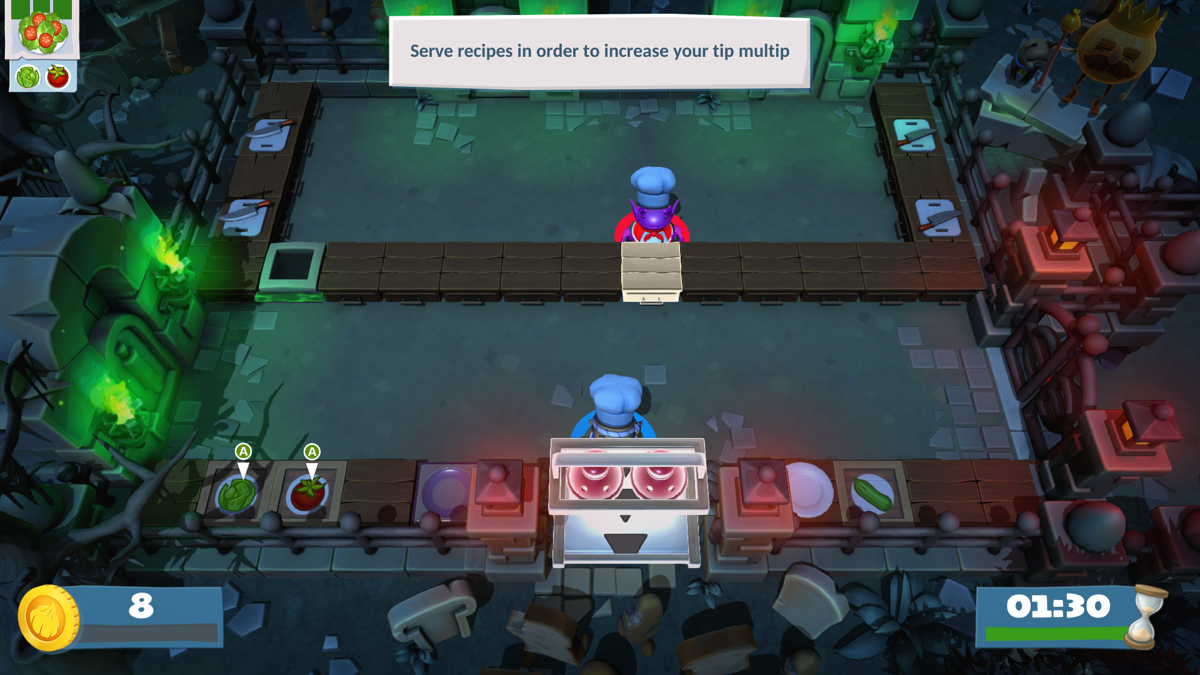 Overcooked! 2: Too Many Cooks Pack (Windows) screenshot: Purple Alien Chef in game