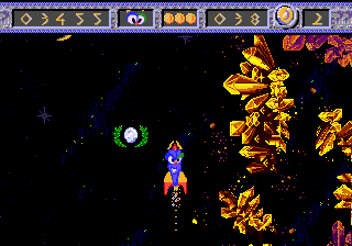 Izzy's Quest for the Olympic Rings (Genesis) screenshot: Rocket form - catch the medal