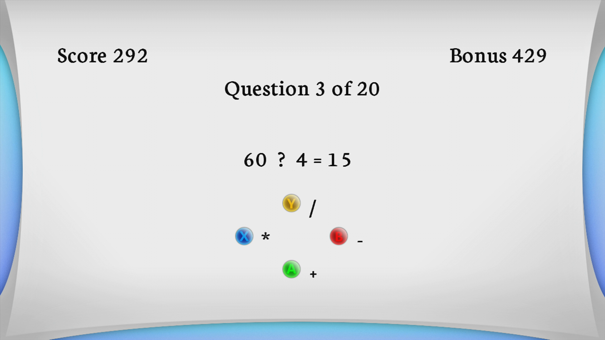 Who is the Best: Competitive Math (Xbox 360) screenshot: Operand Game (Trial version)