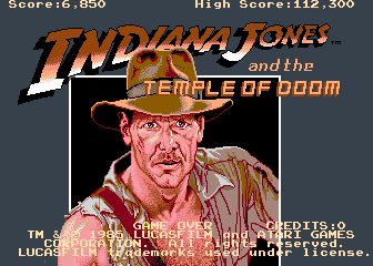 Indiana Jones and the Temple of Doom (Arcade) screenshot: Title screen