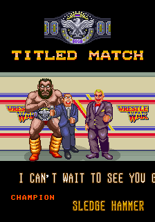Wrestle War (Arcade) screenshot: Titled Match.