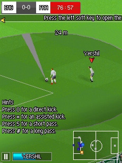 Real Football 2014 (J2ME) screenshot: Free kick (SE K800i version)