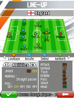 Real Football 2014 (J2ME) screenshot: Line-up (SE K800i version)