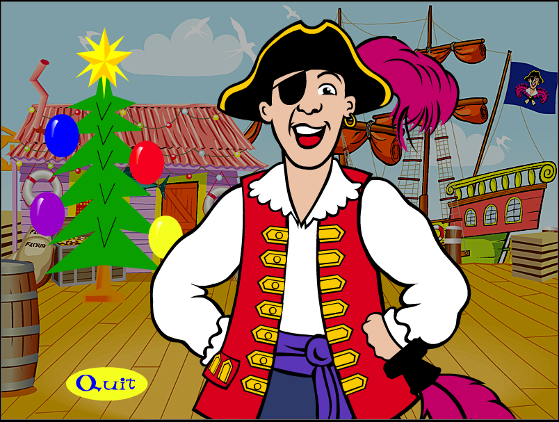 The Wiggles: Yule Be Wiggling (Windows) screenshot: This is what a mini-game looks like. I'm using Captain Feathersword's Magic Christmas buttons as an example.