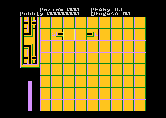 Hydraulik (Atari 8-bit) screenshot: Stacking pipe element