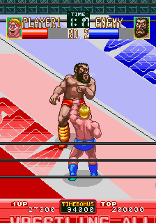 Wrestle War (Arcade) screenshot: Good punch.