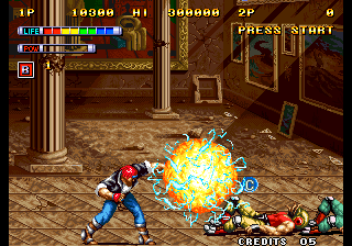Mutation Nation (Arcade) screenshot: Throwing a fireball.