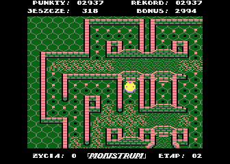 Monstrum (Atari 8-bit) screenshot: Under the bridge