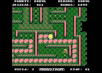 Monstrum (Atari 8-bit) screenshot: Road blocked
