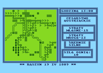 Raszyn 1809 (Atari 8-bit) screenshot: Skirmish results