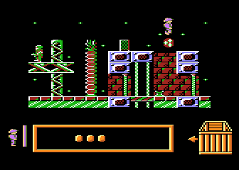 Adax (Atari 8-bit) screenshot: Jumping over hostile object