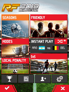 Real Football 2018 (J2ME) screenshot: Main menu (Nokia C2-05 version)