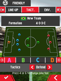 Real Football 2018 (J2ME) screenshot: Tactics (Nokia C2-05 version)