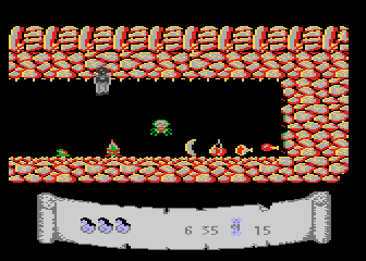Caveman (Atari 8-bit) screenshot: Life lost