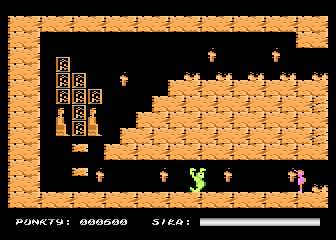 Crypts of Egypt (Atari 8-bit) screenshot: First ghost, than fire jumping