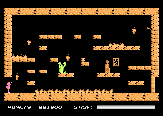 Crypts of Egypt (Atari 8-bit) screenshot: Jumping trial