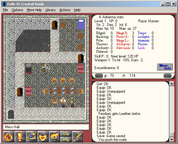 Exile II: Crystal Souls (Windows 3.x) screenshot: Just like <i>Escape from the Pit</i>, <i>Exile II</i> was initially released with a completely different set of hand-drawn graphics.