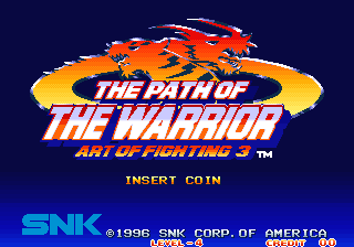 Art of Fighting 3: The Path of The Warrior (Arcade) screenshot: Title Screen.