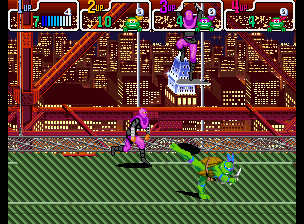 Teenage Mutant Ninja Turtles: Turtles in Time (Arcade) screenshot: High kick