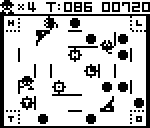 Block Maze (Epoch Game Pocket Computer) screenshot: Pushing a T towards its home corner