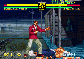 Art of Fighting 3: The Path of The Warrior (Arcade) screenshot: Knocked him down.