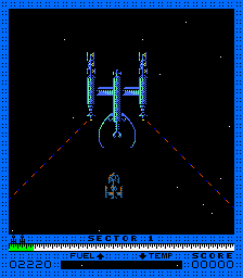 Astro Blaster (Arcade) screenshot: Attempting to dock.