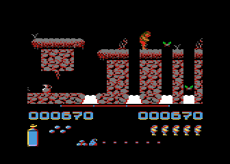 Fred (Atari 8-bit) screenshot: Trenches with water