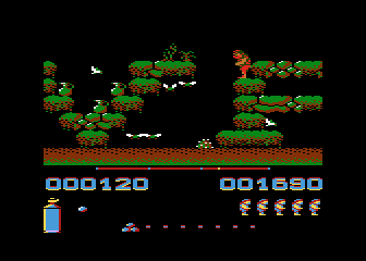 Fred (Atari 8-bit) screenshot: Bunch of birds