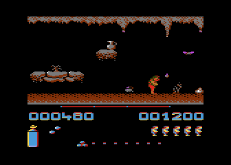 Fred (Atari 8-bit) screenshot: Deadly drops