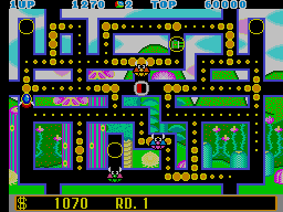 Fantasy Zone: The Maze (Arcade) screenshot: Eat the dots.