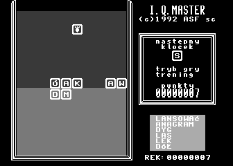 I.Q. Master (Atari 8-bit) screenshot: Practice - bonus bomb destroy one letter