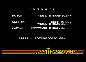 Janosik (Atari 8-bit) screenshot: Game introduction