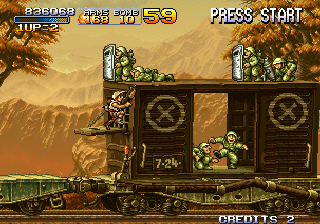 Metal Slug X (Arcade) screenshot: Complicated fight