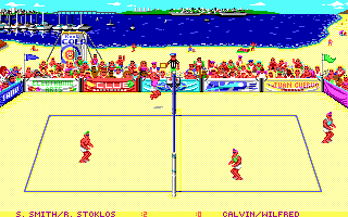 Kings of the Beach (DOS) screenshot: Screaming with the Judge