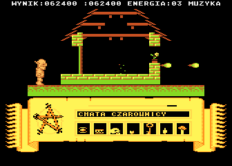 Miecze Valdgira (Atari 8-bit) screenshot: Witch's cottage