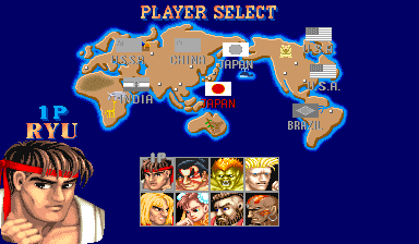 Street Fighter II (Arcade) screenshot: Player select