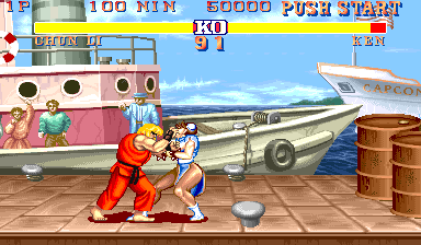 Street Fighter II (Arcade) screenshot: You have something on face.