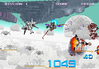 Galaxy Force II (Arcade) screenshot: Big ship above