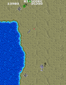 Gyrodine (Arcade) screenshot: Planes attacking.